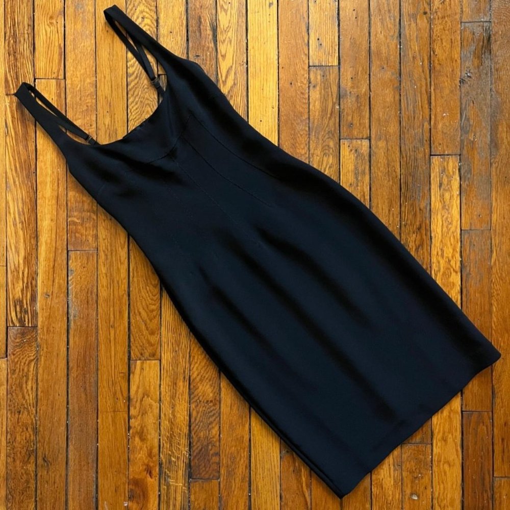 Vintage 90s Dolce & Gabbana Women Black Midi‎ Length Pencil Cocktail Dress.